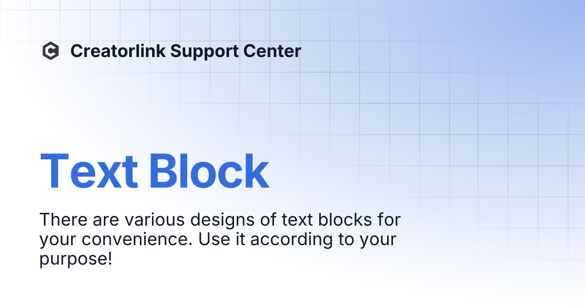 Text Block | Creatorlink Support Center